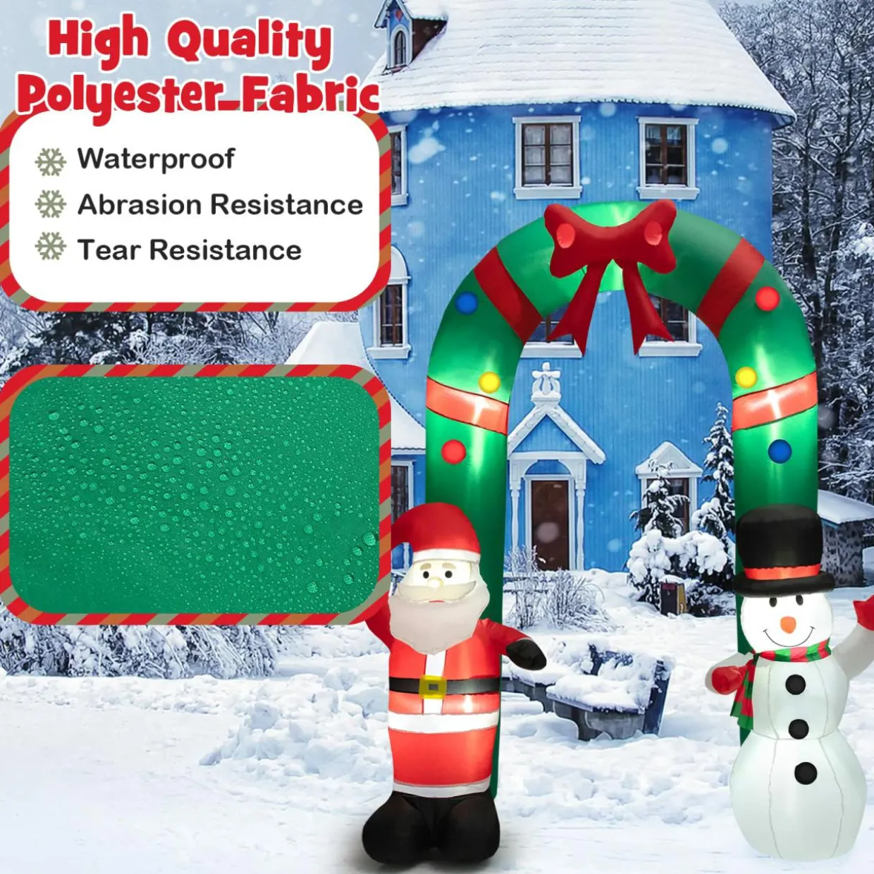Tangkula 8 FT Christmas Inflatable Archway w/ Santa Claus & Snowman