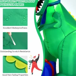 Tangkula 6 FT Christmas Inflatable Dinosaur, Indoor & Outdoor Christmas Decoration