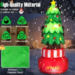 Tangkula 8 FT Christmas Inflatables, Blow-up Rotating Xmas Tree with Built-in LED Lights