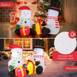 Tangkula 5 FT Christmas Inflatables, 2 Cute Blow-up Snowman with Gift Boxes