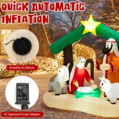 Tangkula 6.7 FT Christmas Inflatable Nativity Scene with LED Lights & Built-in Air Blower
