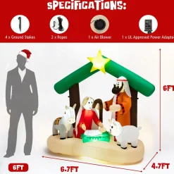 Tangkula 6.7 FT Christmas Inflatable Nativity Scene with LED Lights & Built-in Air Blower