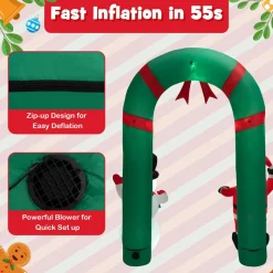 Tangkula 8 FT Christmas Inflatable Archway w/ Santa Claus & Snowman