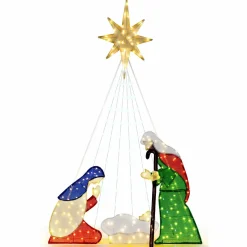 Tangkula 6 FT Christmas Lighted Nativity Scene Set, Pre-Lit Xmas Scene with 240 LED Lights