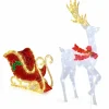 Tangkula 5.4 FT Christmas Lighted Reindeer & Santa