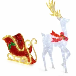 Tangkula 5.4 FT Christmas Lighted Reindeer & Santa