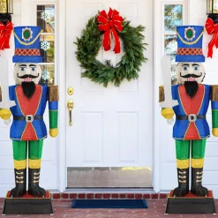 Tangkula 6 FT Christmas Lighted Nutcracker with Sword, 3D Christmas Lighted Soldier with 110 LED Lights