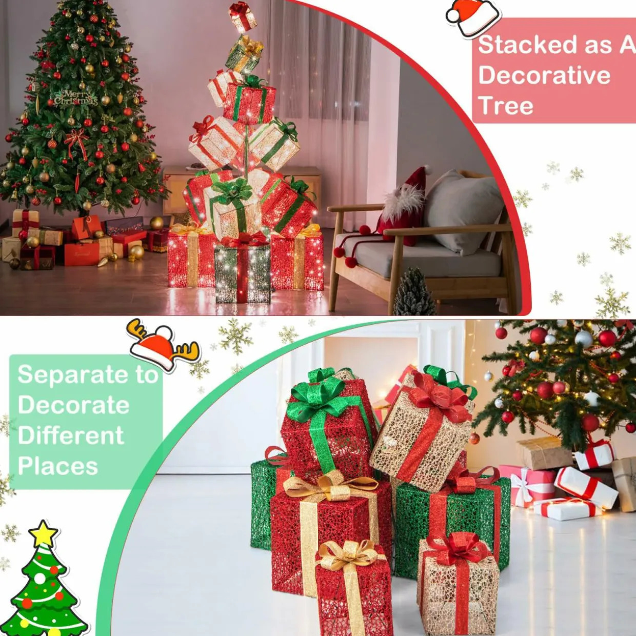 Tangkula 5.6 FT Christmas Lighted Gift Box Tower