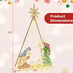 Tangkula 6 FT Christmas Lighted Nativity Scene Set, Indoor/Outdoor Pre-Lit Xmas Scene with 240 Warm White LED Lights