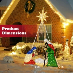 Tangkula 6 FT Christmas Lighted Nativity Scene Set, Pre-Lit Xmas Scene with 240 LED Lights