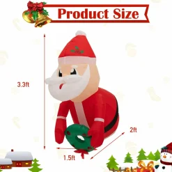 Tangkula 3.5 FT Christmas Lighted Inflatable Santa Claus Broke Out from Window
