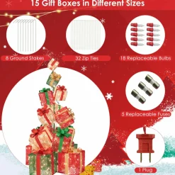 Tangkula 5.6 FT Christmas Lighted Gift Box Tower