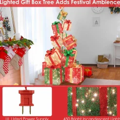 Tangkula 5.6 FT Christmas Lighted Gift Box Tower