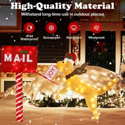 Tangkula 5.5 FT Christmas Lighted Mailbox & Dog, Xmas Decoration with 120 Warm White LED Lights