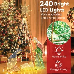 Tangkula 6 FT Christmas Lighted Nativity Scene Set, Indoor/Outdoor Pre-Lit Xmas Scene with 240 Warm White LED Lights