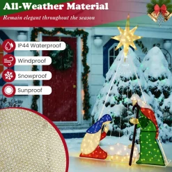 Tangkula 6 FT Christmas Lighted Nativity Scene Set, Pre-Lit Xmas Scene with 240 LED Lights