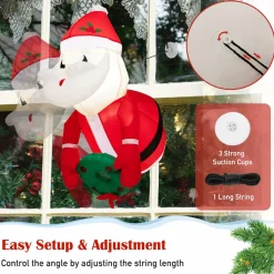 Tangkula 3.5 FT Christmas Lighted Inflatable Santa Claus Broke Out from Window