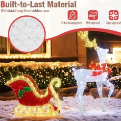 Tangkula 5.4 FT Christmas Lighted Reindeer & Santa