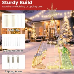 Tangkula 6 FT Christmas Lighted Nativity Scene Set, Indoor/Outdoor Pre-Lit Xmas Scene with 240 Warm White LED Lights