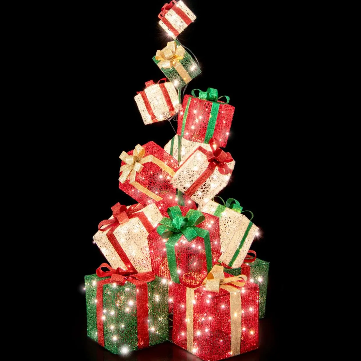 Tangkula 5.6 FT Christmas Lighted Gift Box Tower
