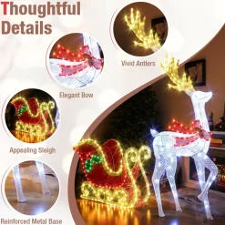 Tangkula 5.4 FT Christmas Lighted Reindeer & Santa