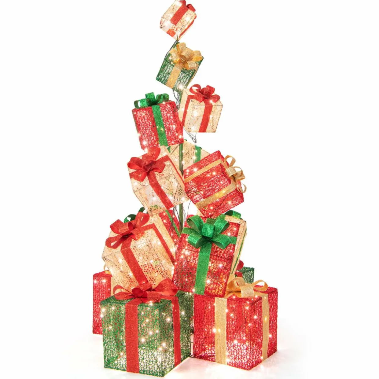 Tangkula 5.6 FT Christmas Lighted Gift Box Tower