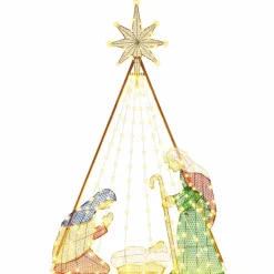 Tangkula 6 FT Christmas Lighted Nativity Scene Set, Indoor/Outdoor Pre-Lit Xmas Scene with 240 Warm White LED Lights