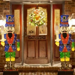 Tangkula 6 FT Christmas Lighted Nutcracker with Sword, 3D Christmas Lighted Soldier with 110 LED Lights
