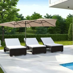 TANGKULA 15 FT Double-Sided Patio Umbrella with Crank Handle