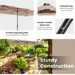 TANGKULA 15 FT Double-Sided Patio Umbrella with Crank Handle