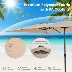 TANGKULA 15 FT Double-Sided Patio Umbrella with Crank Handle