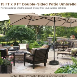 TANGKULA 15 FT Double-Sided Patio Umbrella with Crank Handle