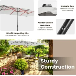 TANGKULA 15 FT Double-Sided Patio Umbrella with Crank Handle