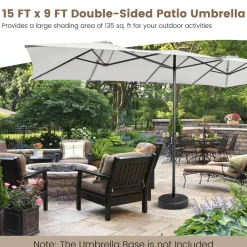 TANGKULA 15 FT Double-Sided Patio Umbrella with Crank Handle