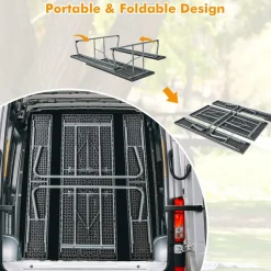 Tangkula 6 Ft Folding Picnic Table, Outdoor Picnic Table with 2 Built-in Benches, Umbrella Hole