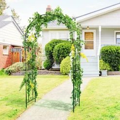 Tangkula 7.2 ft Garden Arbor, Metal Arch with Trellis for Climbing Plants, Roses, Vines,
