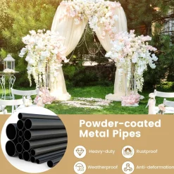 Tangkula 7.5 ft Garden Arbor, Metal Arch with Trellis for Climbing Plants, Wedding Bridal Party, Ceremony