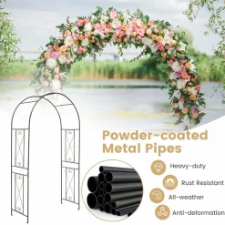 Tangkula 7.2 ft Garden Arbor, Metal Arch with Trellis for Climbing Plants, Roses, Vines,