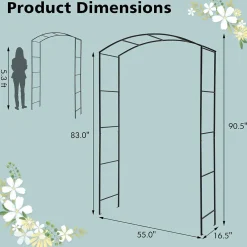 Tangkula 7.5 ft Garden Arbor, Metal Arch with Trellis for Climbing Plants, Wedding Bridal Party, Ceremony