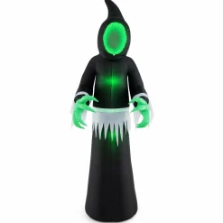 Tangkula 8 FT Giant Halloween Inflatable Ghost with Lighted Mirror Face