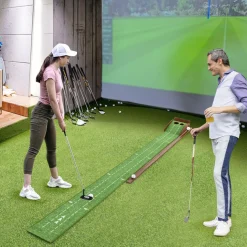 Tangkula 10 FT Golf Putting Green, 2/3-Hole Golf Putting Practice Mat with Auto Ball Return for Indoors & Outdoors