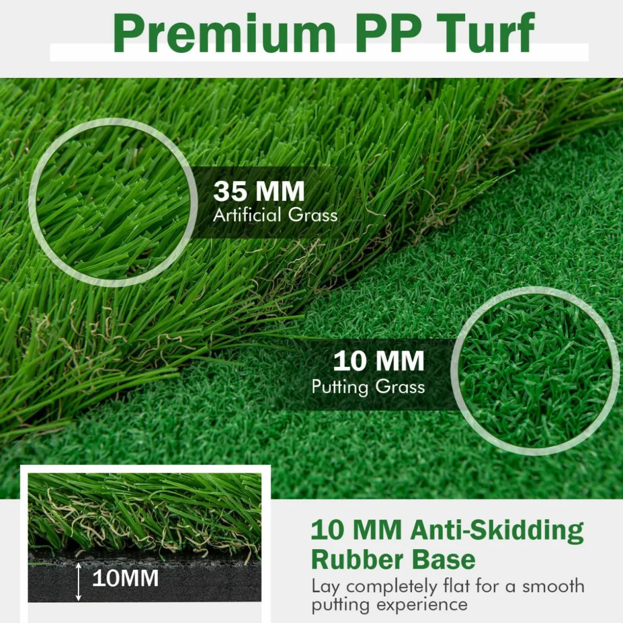 Tangkula 10 FT Golf Putting Green, Large Professional Golf Training Mat with Realistic Artificial Grass Turf