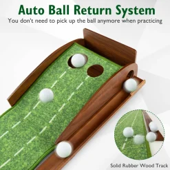 Tangkula 10 FT Golf Putting Green, 2/3-Hole Golf Putting Practice Mat with Auto Ball Return for Indoors & Outdoors