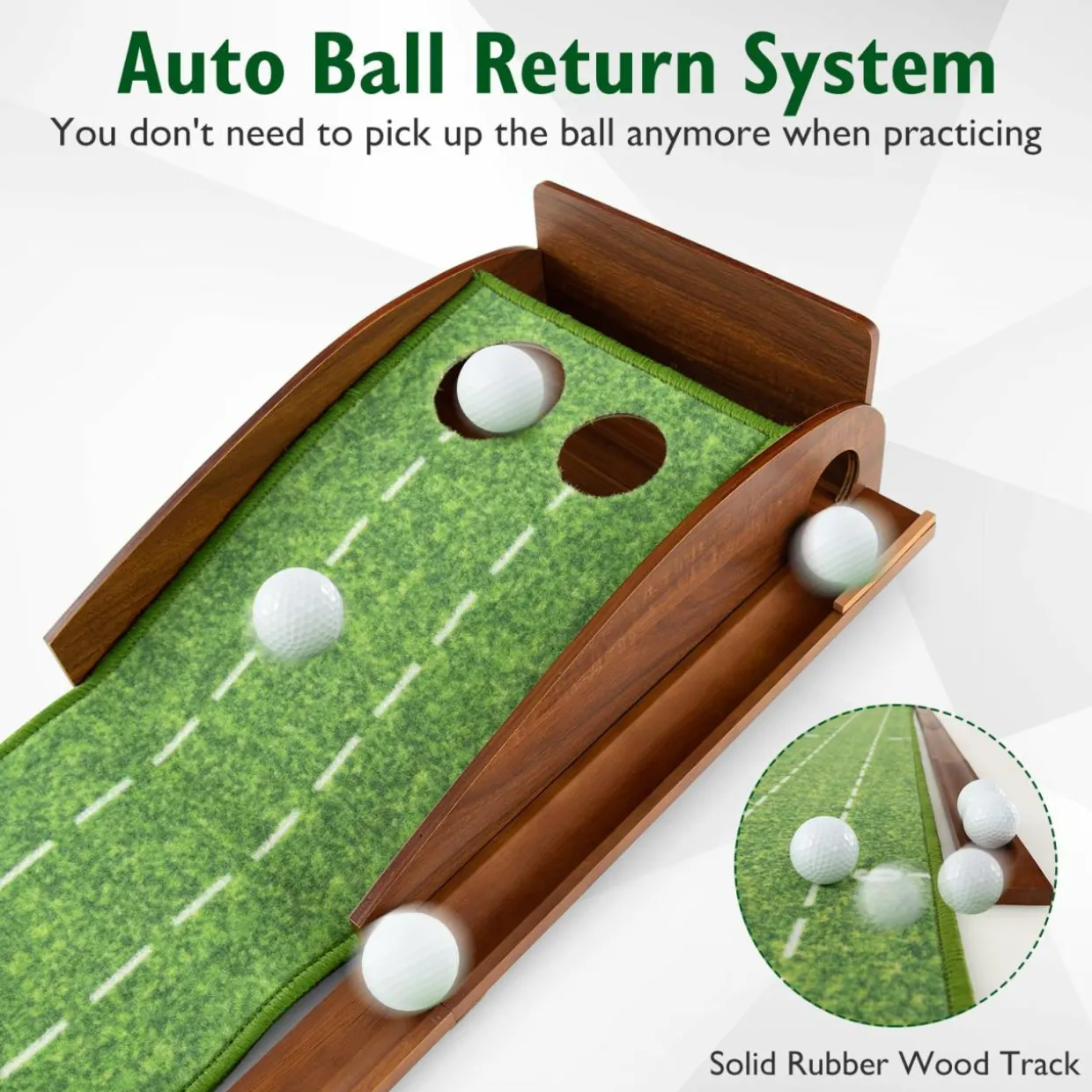 Tangkula 10 FT Golf Putting Green, 2/3-Hole Golf Putting Practice Mat with Auto Ball Return for Indoors & Outdoors