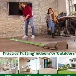 Tangkula 10 FT Golf Putting Green, 2/3-Hole Golf Putting Practice Mat with Auto Ball Return for Indoors & Outdoors