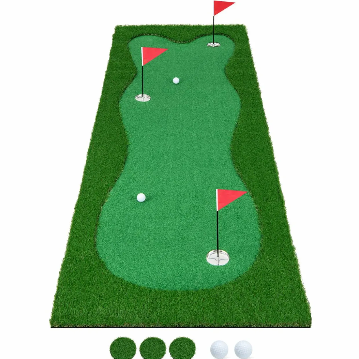Tangkula 10 FT Golf Putting Green, Large Professional Golf Training Mat with Realistic Artificial Grass Turf