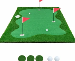 Tangkula 10 FT Golf Putting Green, Large Professional Golf Training Mat with Realistic Artificial Grass Turf