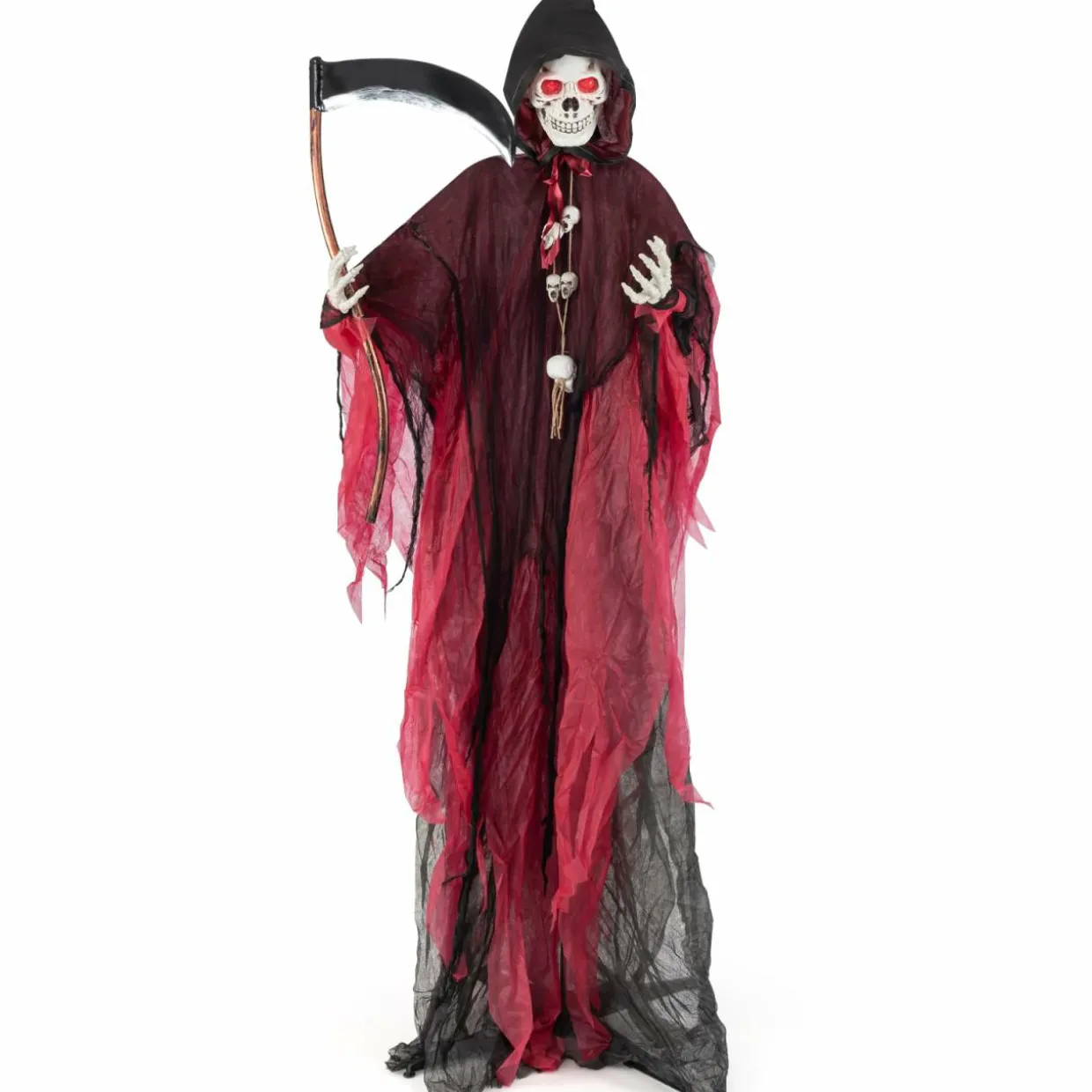 Tangkula 8 FT Halloween Animatronics Standing Grim Reaper, Voice Activated Reaper with Lighted Eyes & Creepy Sounds