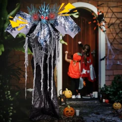 Tangkula 6 FT Halloween Animated Dragon with Light Up Eyes, Posable Wings & Arms