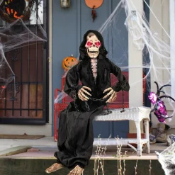 Tangkula 5 FT Halloween Animated Sitting Reaper with Moving Upper Body